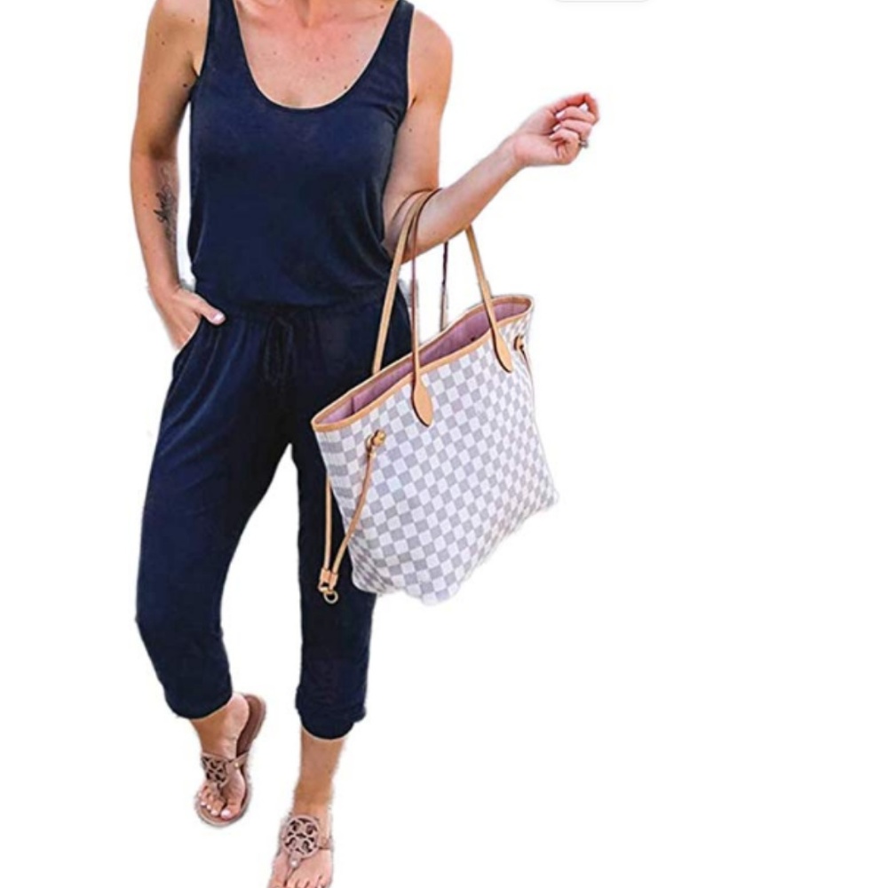 Comfy and Stylish Jogger Romper in Navy